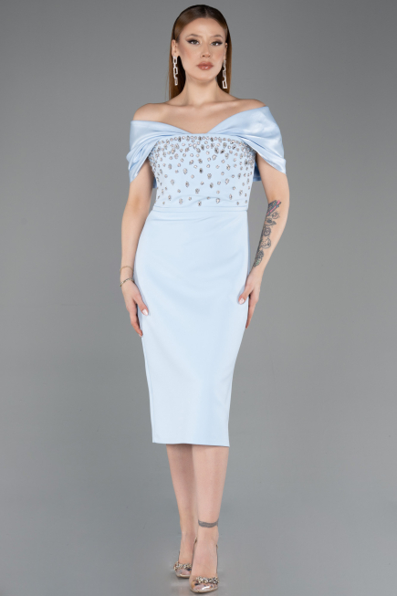 Abendkleid Midi Eisblau ABK2555