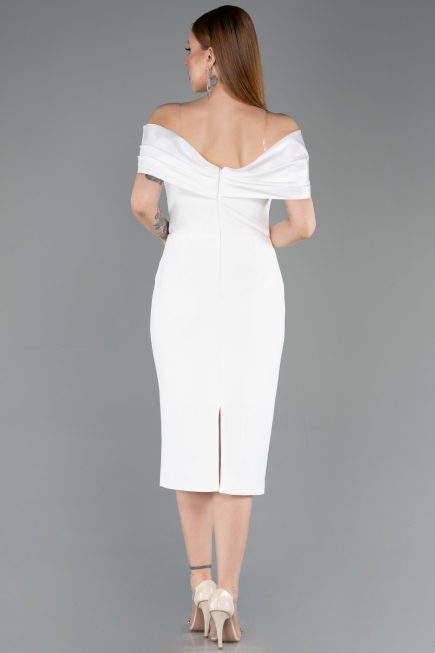 Abendkleid Midi Weiß ABK2555