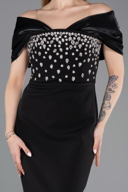 Abendkleid Midi Schwarz ABK2555