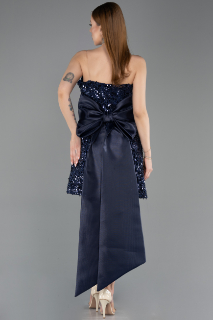 Partykleid Kurz Schuppig Marineblau ABK2556