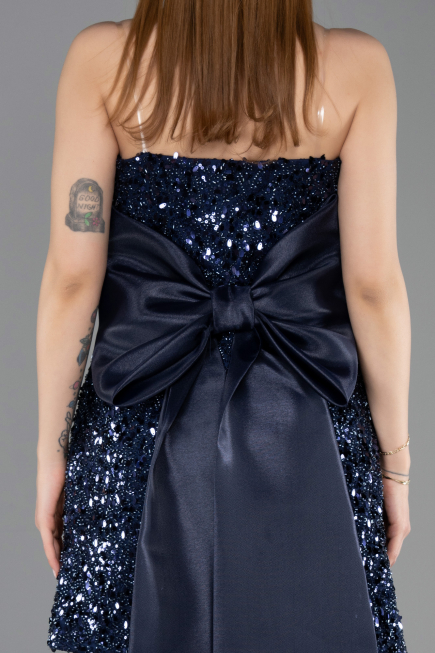 Partykleid Kurz Schuppig Marineblau ABK2556