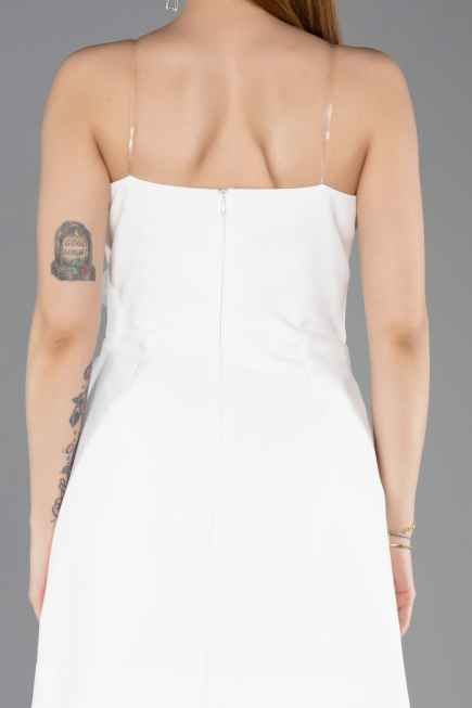 Abendkleid Kurz Spitze Weiß ABK2557