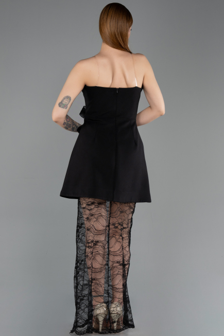 Abendkleid Kurz Spitze Schwarz ABK2557