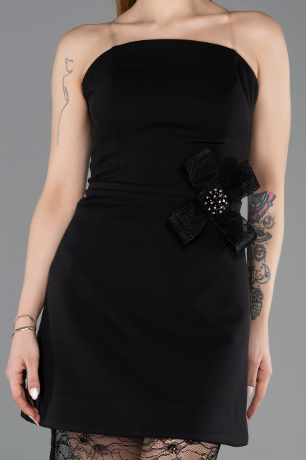 Abendkleid Kurz Spitze Schwarz ABK2557