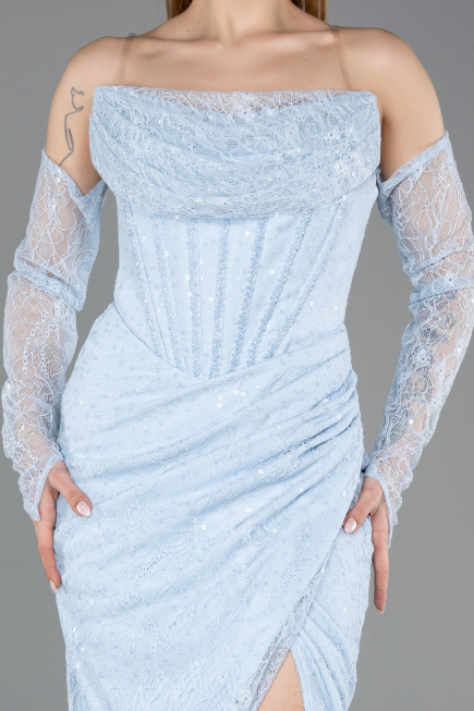 Partykleid Midi Spitze Eisblau ABK2558