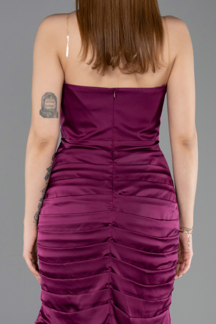 Partykleid Kurz Satin Pflaume ABK2561