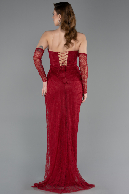 Abendkleid Lang Spitze Weinrot ABU5770