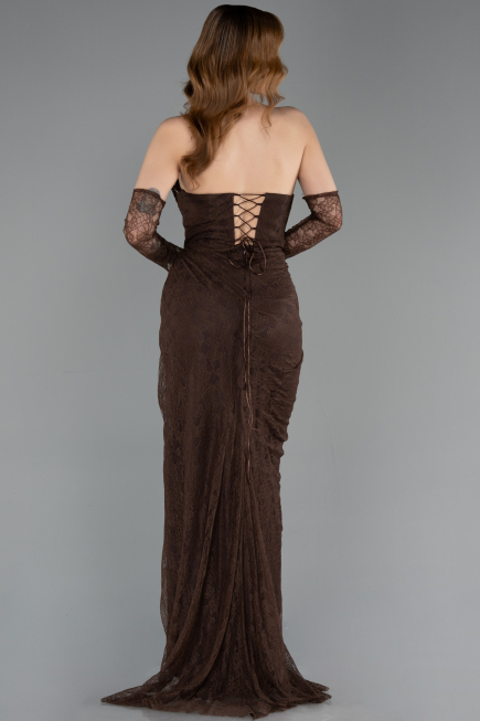 Abendkleid Lang Spitze Braun ABU5770