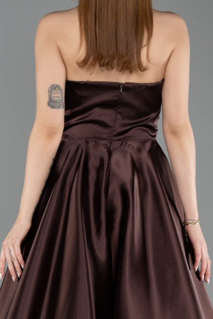 Braun Abendkleid Satin Lang ABU4561