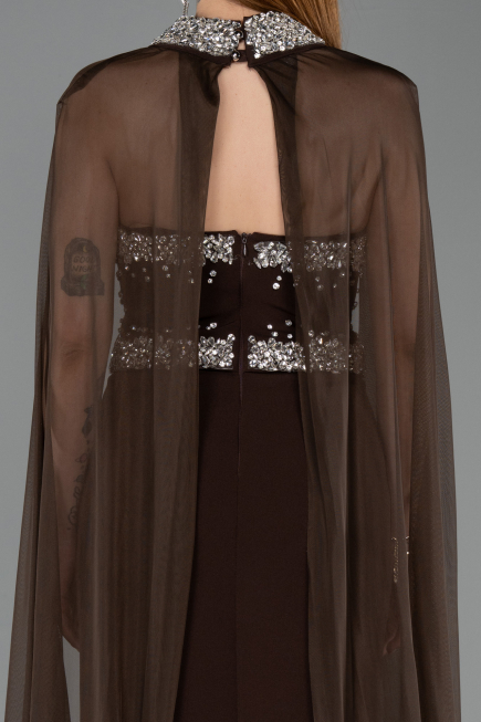 Abendkleid im Meerjungfrau-Stil Lang Braun ABU5866