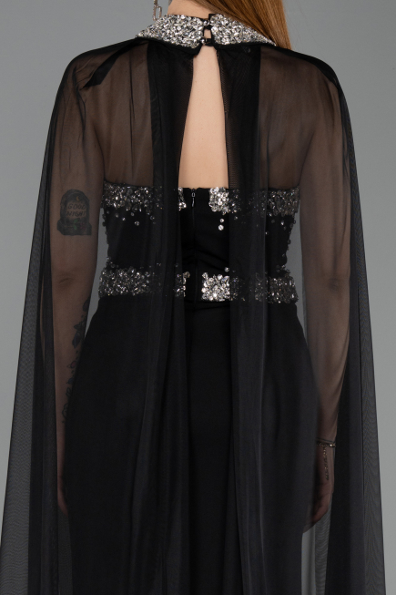 Abendkleid im Meerjungfrau-Stil Lang Schwarz ABU5866