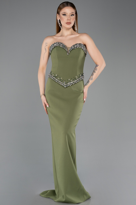 Khaki Abendkleid Lang ABU5610