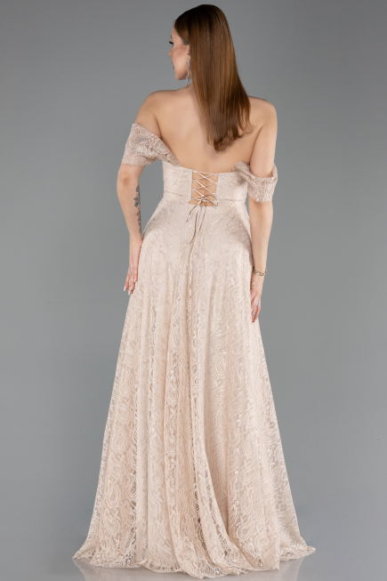 Standesamtkleid Lang Spitze Beige ABU5867
