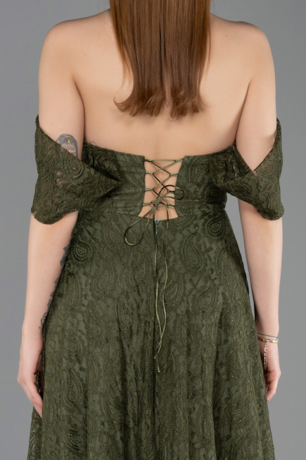 Standesamtkleid Lang Spitze Khaki ABU5867