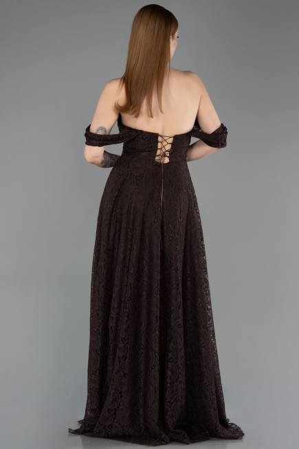 Standesamtkleid Lang Spitze Dunkelbraun ABU5867