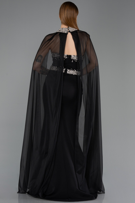 Abendkleid im Meerjungfrau-Stil Lang Schwarz ABU5866