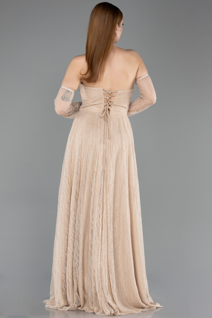 Standesamtkleid Lang Spitze Beige ABU5887