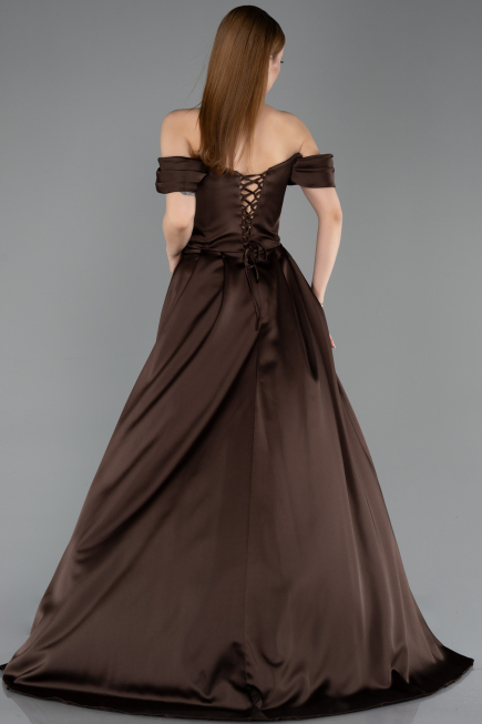Abendbekleidung Lang Satin Braun ABU5891