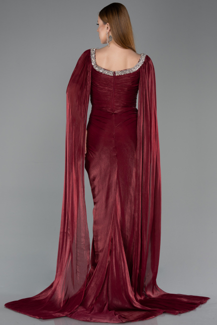 Abendkleid Lang Chiffon Weinrot ABU5868