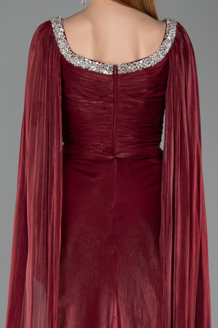 Abendkleid Lang Chiffon Weinrot ABU5868