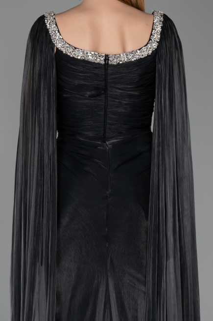 Abendkleid Lang Chiffon Schwarz ABU5868