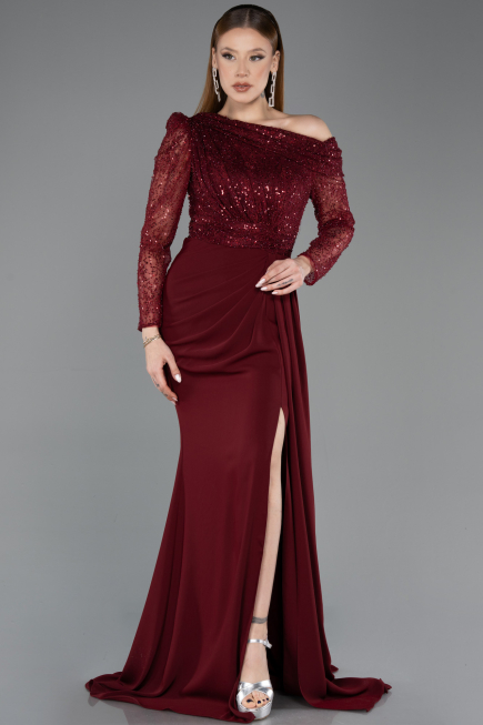 Abendkleid Lang Weinrot ABU5893