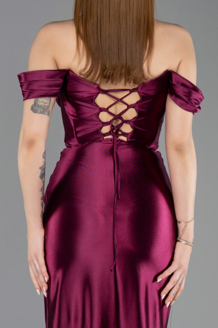 Kirschrot Abendkleid Lang ABU3611