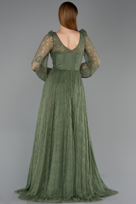 Khaki Standesamtkleid Spitze Lang ABU5797
