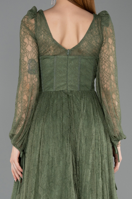 Khaki Standesamtkleid Spitze Lang ABU5797
