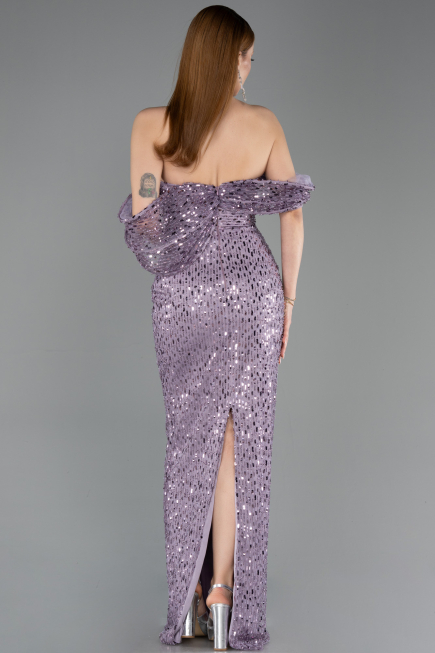 Abendkleid Lang Schuppig Lila ABU5886