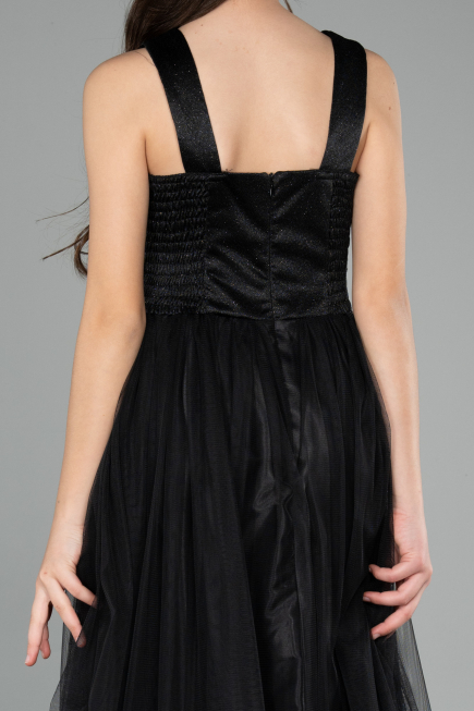Schwarz Abendkleid Für Kinder Lang ABU2447