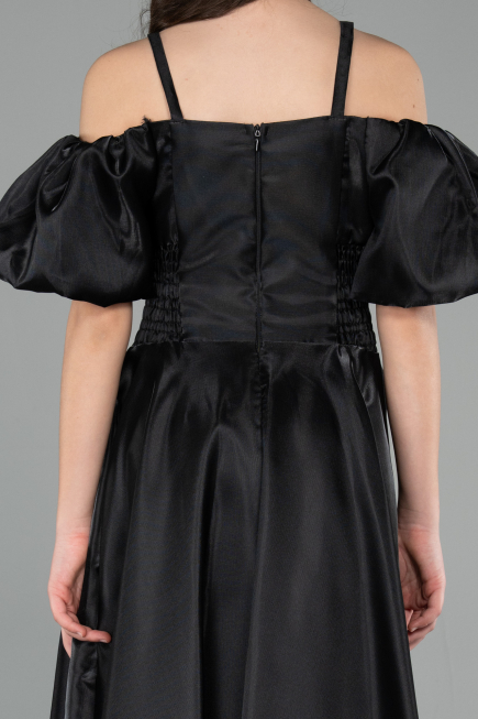 Abendkleid für Kinder Lang Satin Schwarz ABU5901