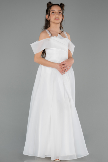 Abendkleid für Kinder Lang Weiß ABU5903