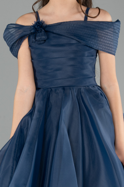 Abendkleid für Kinder Vorne Kurz-Hinten Lang Marineblau ABO128