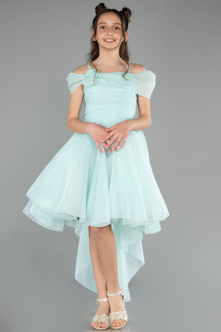 Abendkleid für Kinder Vorne Kurz-Hinten Lang Minzgrün ABO128