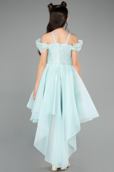 Abendkleid für Kinder Vorne Kurz-Hinten Lang Minzgrün ABO128