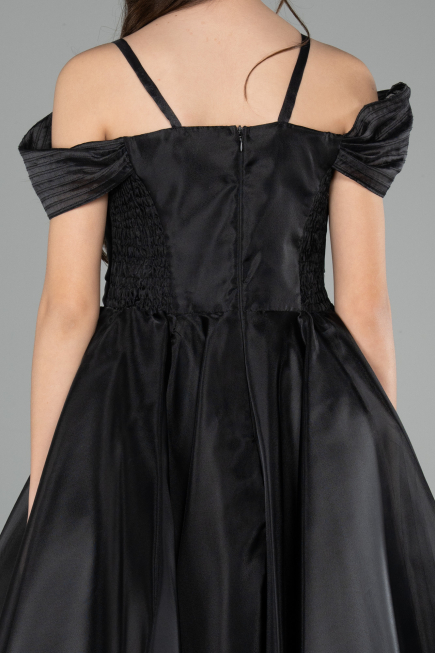 Abendkleid für Kinder Vorne Kurz-Hinten Lang Schwarz ABO128