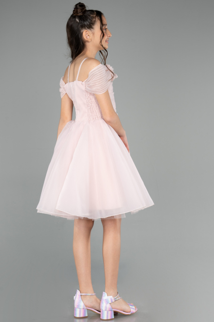 Abendkleid für Kinder Kurz Puder ABK2566