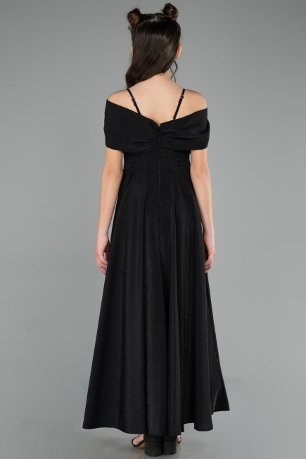 Abendkleid für Kinder Lang Satin Schwarz ABU5910
