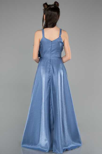 Abendkleid für Kinder Lang Satin Indigo ABU4831