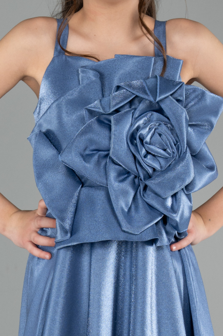 Abendkleid für Kinder Lang Satin Indigo ABU4831