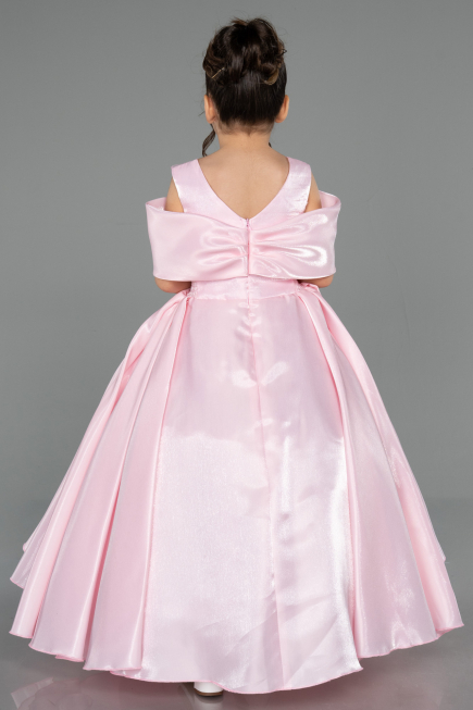 Brautkleid für Kinder Lang Satin Rosa ABG172