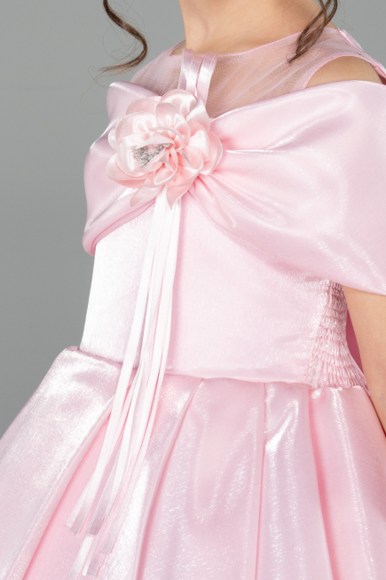 Brautkleid für Kinder Lang Satin Rosa ABG172