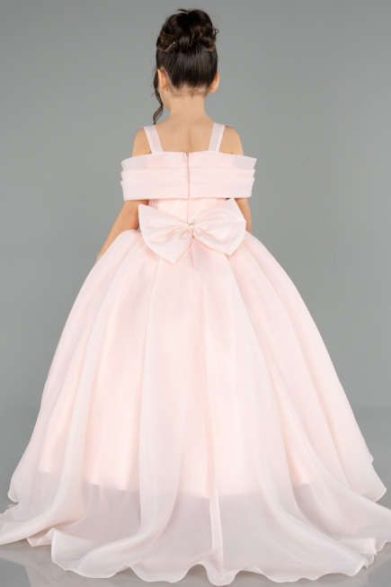 Brautkleid für Kinder Lang Satin Lachs ABG173