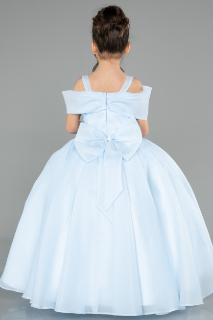 Brautkleid für Kinder Lang Satin Eisblau ABG175