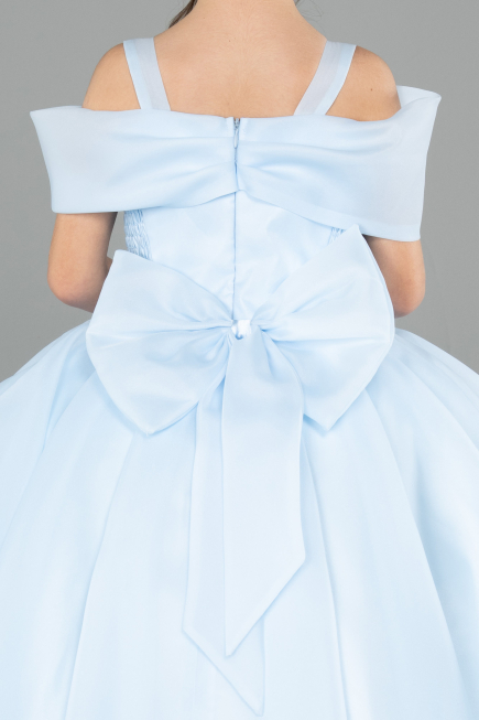 Brautkleid für Kinder Lang Satin Eisblau ABG175