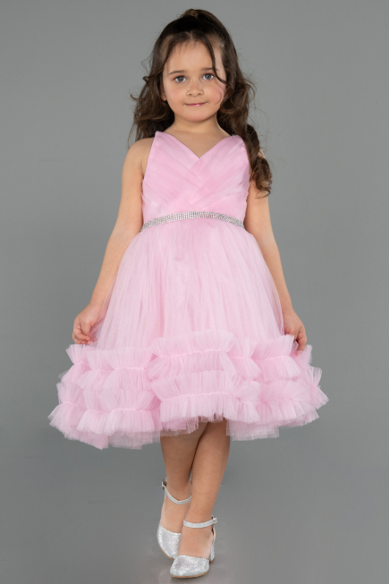 Abendkleid für Kinder Kurz Puder ABK2567