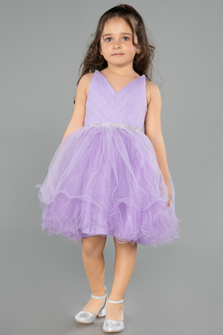 Abendkleid für Kinder Kurz Lila ABK2569