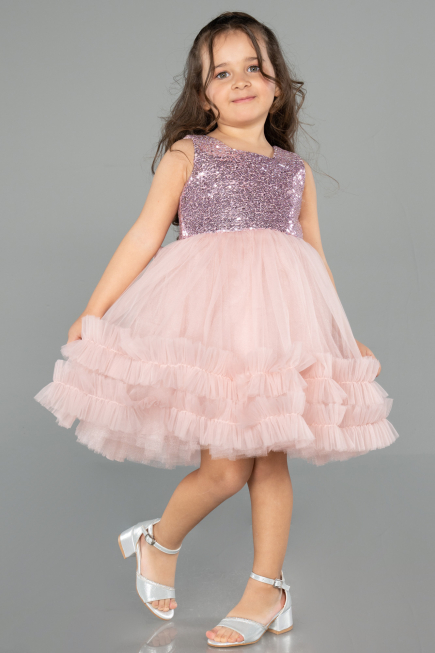 Abendkleid für Kinder Kurz Puder ABK2570
