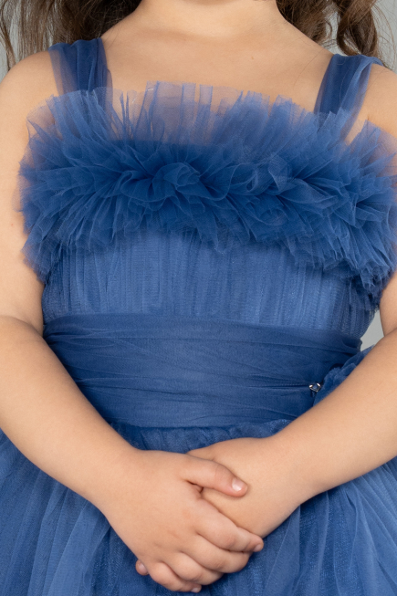 Abendkleid für Kinder Vorne Kurz-Hinten Lang Indigo ABO129